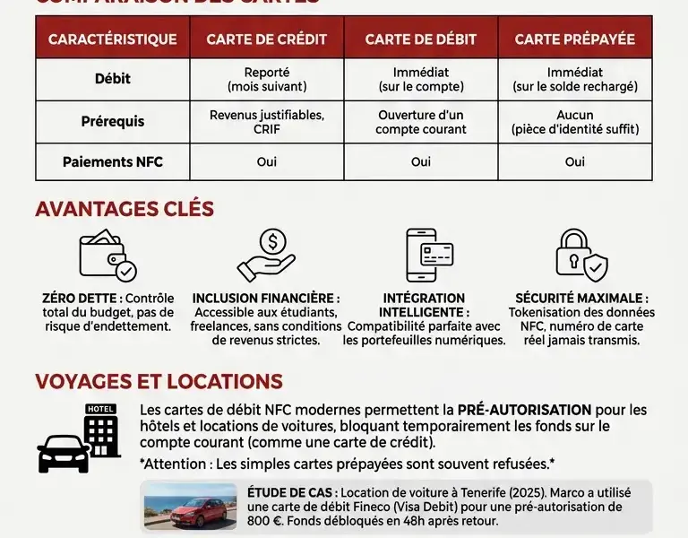 Infografica: Les meilleures alternatives &agrave; la carte de cr&eacute;dit : les cartes pr&eacute;pay&eacute;es et les cartes de d&eacute;bit sans contact.