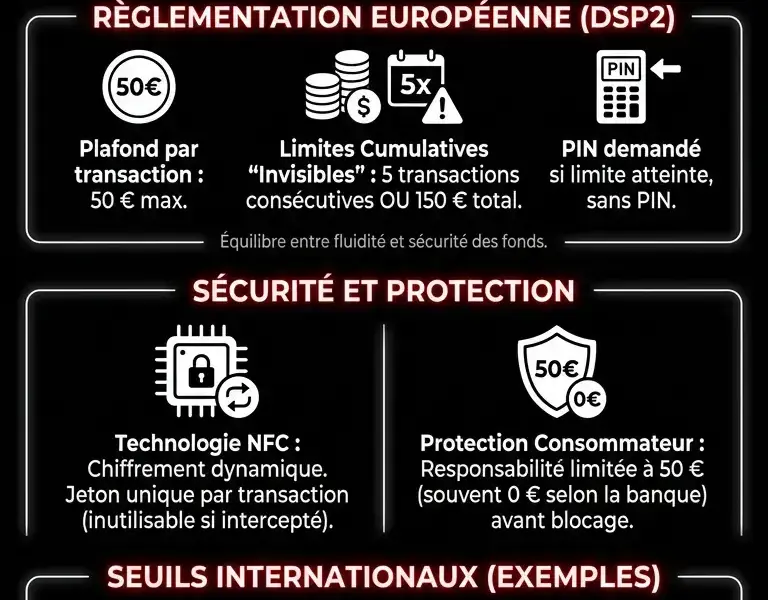 Infografica: Les plafonds de paiement sans contact sans code PIN : ce qu'il faut savoir