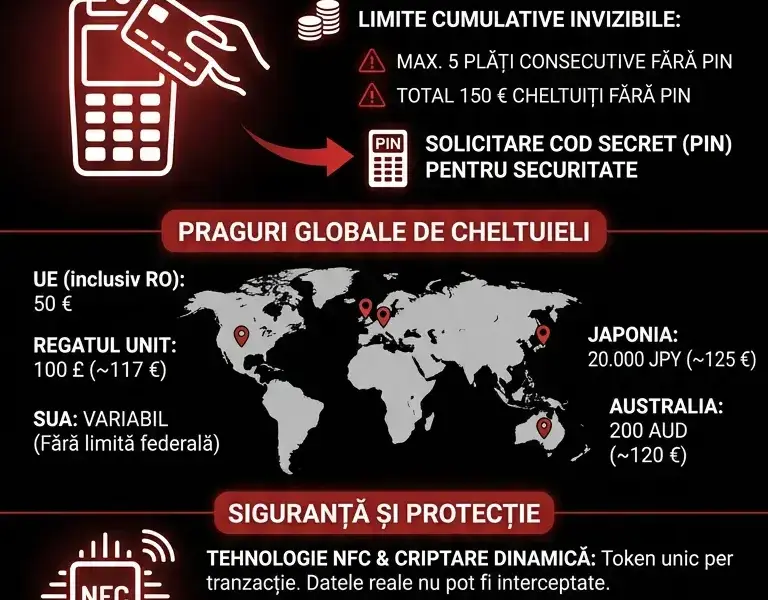 Infografica: Limitele de plată contactless fără PIN: ce trebuie să știi