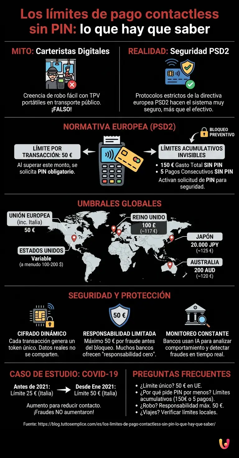Los l&iacute;mites de pago contactless sin PIN: lo que hay que saber - Infograf&iacute;a resumen