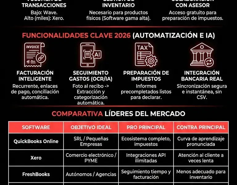 Infografica: Los Mejores Software de Contabilidad para Aut&oacute;nomos y PYMES: Comparativa 2026