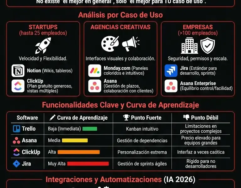 Infografica: Los Mejores Software de Gesti&oacute;n de Proyectos: Comparativa Completa 2026