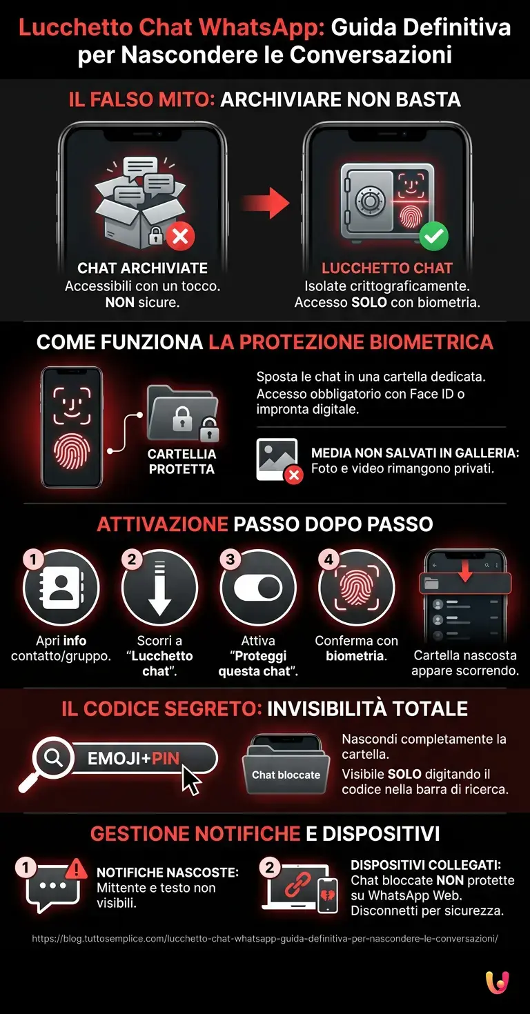 Lucchetto Chat WhatsApp: Guida Definitiva per Nascondere le Conversazioni - Infografica riassuntiva