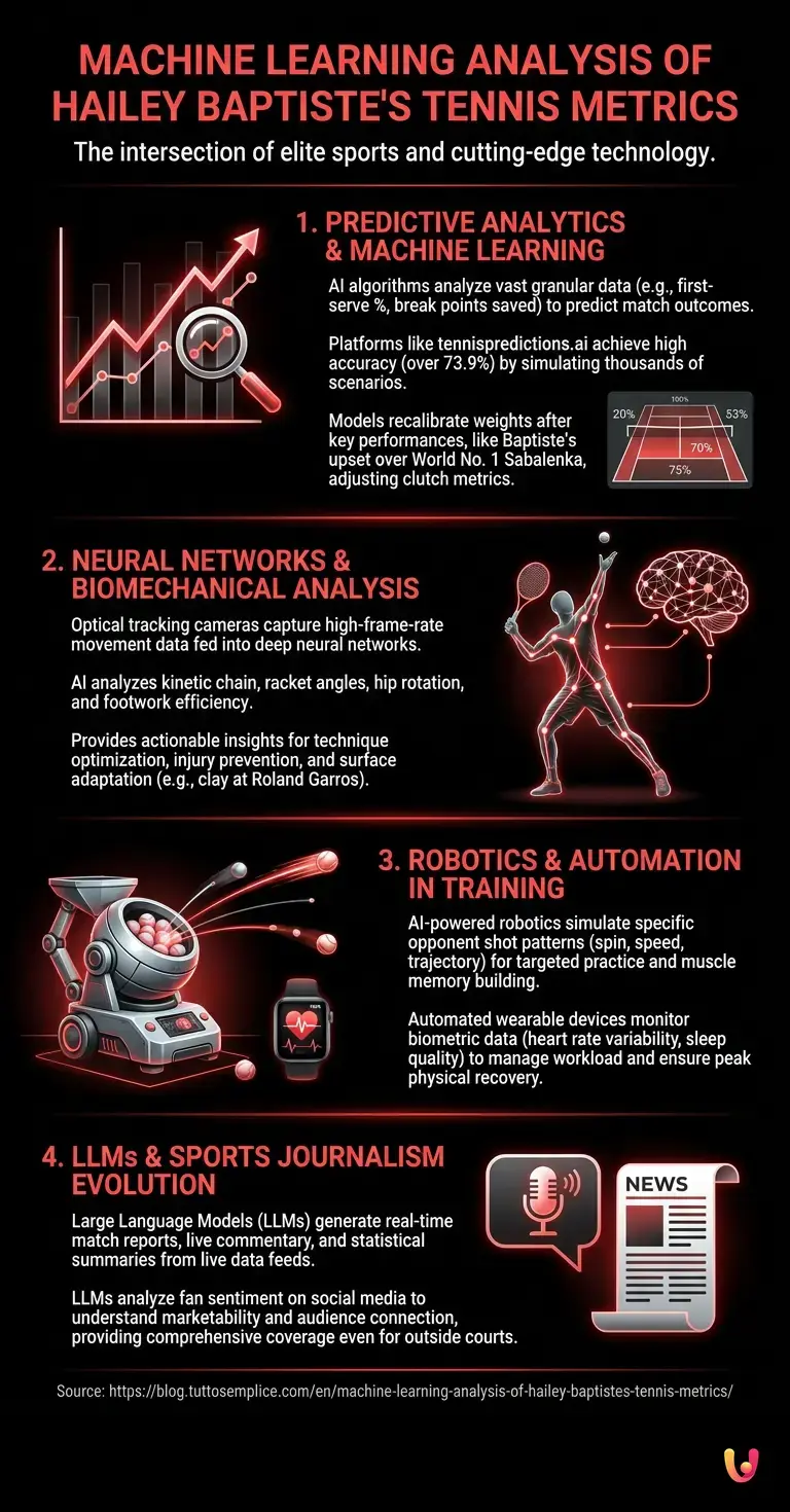 Machine Learning Analysis Of Hailey Baptiste's Tennis Metrics - Summary Infographic