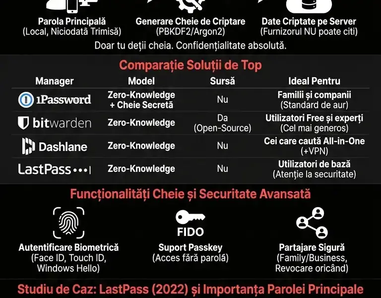 Infografica: Manager de parole de acces: Ghid pentru alegerea celui mai sigur manager de parole