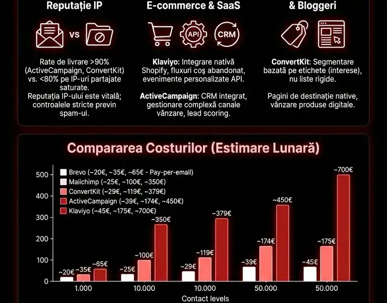 Infografica: Marketing prin e-mail: Ghid pentru alegerea platformei potrivite pentru fiecare buget
