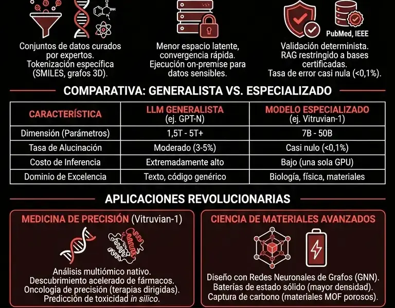 Infografica: Modelos de IA especializados: Gu&iacute;a para Medicina, Materiales y Computaci&oacute;n Cu&aacute;ntica