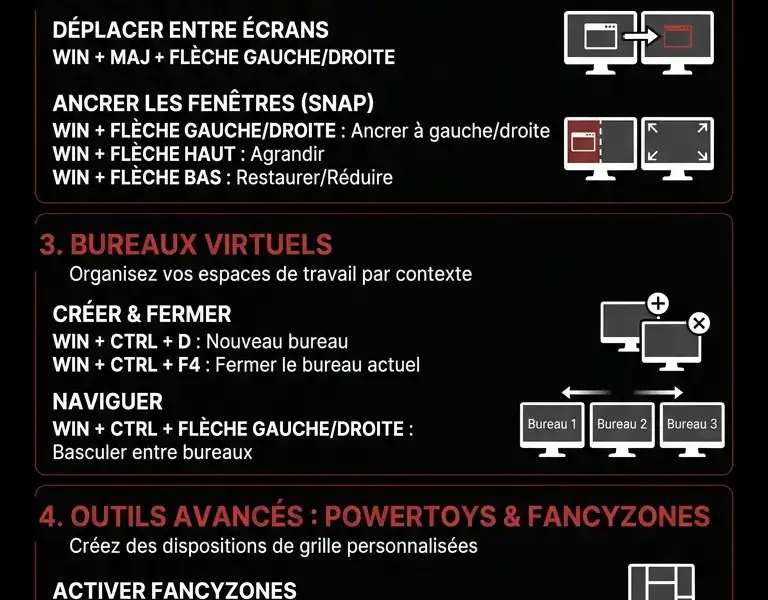 Infografica: Multi-&eacute;crans : les raccourcis Windows que vous devez conna&icirc;tre