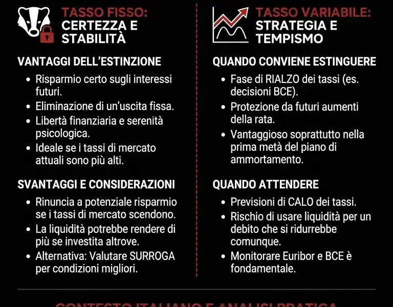 Infografica: Mutuo: estinguerlo a tasso fisso o variabile? La guida completa
