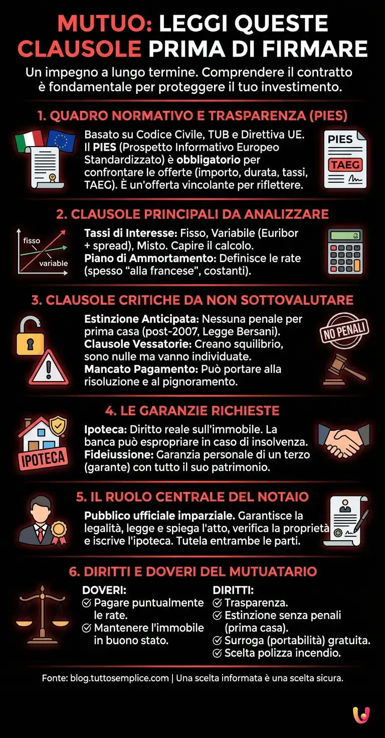 Mutuo: Leggi queste clausole prima di firmare - Infografica riassuntiva