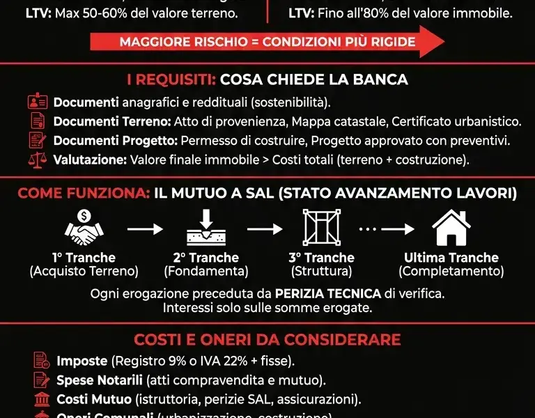 Infografica: Mutuo terreno edificabile: guida al finanziamento del tuo sogno