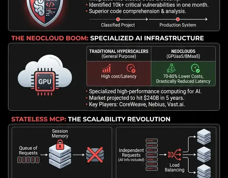 Infografica: Mythos 1 Architecture: scalability on Neocloud and stateless MCPs