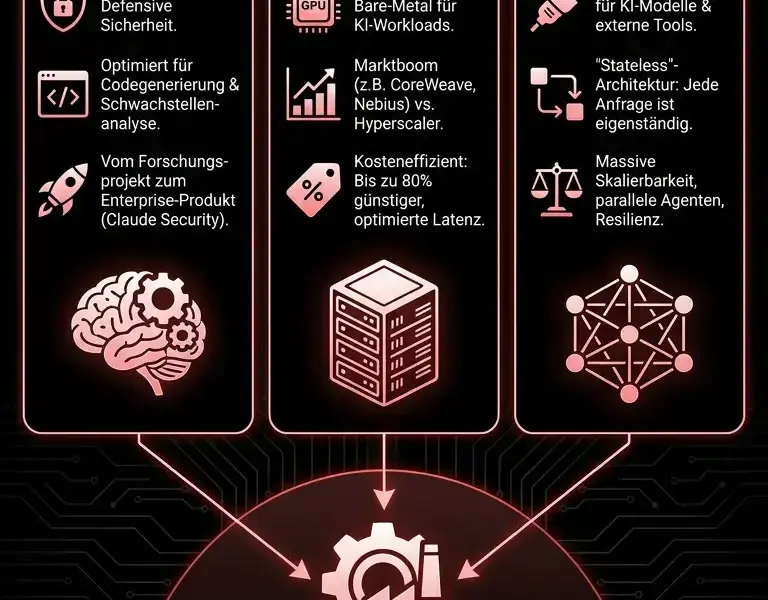 Infografica: Mythos-1-Architektur: Skalierbarkeit auf Neocloud und zustandslose MCPs