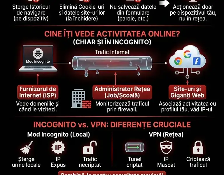 Infografica: Navigare privată: Ce ascunde cu adevărat (și ce nu) modul Incognito