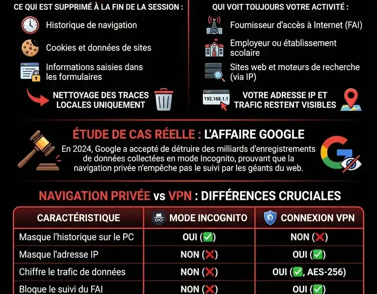 Infografica: Navigation priv&eacute;e&nbsp;: ce que le mode incognito cache vraiment (et ce qu&rsquo;il ne cache pas)