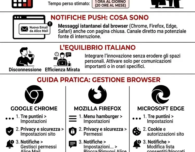 Infografica: Notifiche Alice Mail: Come Attivarle e Disattivarle sul PC