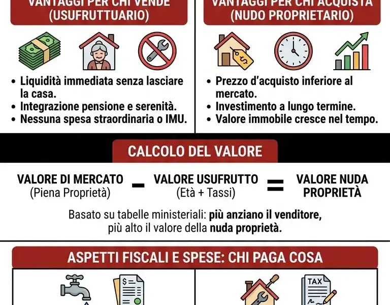 Infografica: Nuda Propriet&agrave;: Guida ai Vantaggi per Chi Vende e Compra