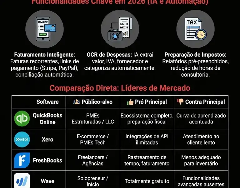Infografica: Os Melhores Softwares de Contabilidade para Freelancers e PMEs: Comparativo 2026