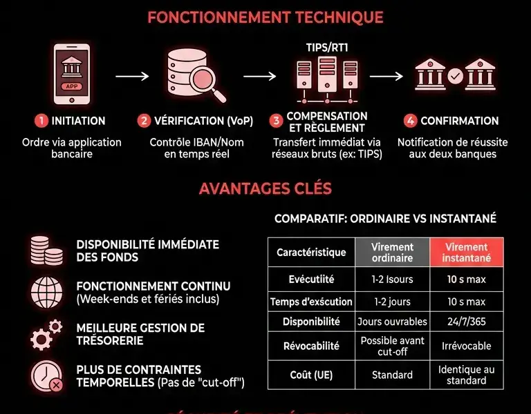 Infografica: Paiements instantan&eacute;s : d&eacute;finition, fonctionnement et avantages
