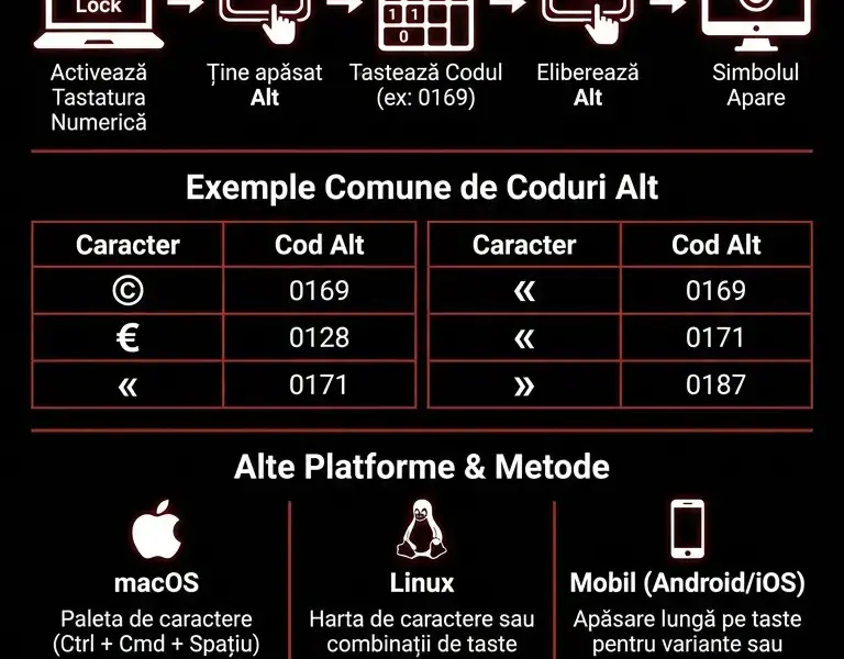 Infografica: Paranteze drepte: ghid pentru introducerea caracterelor speciale