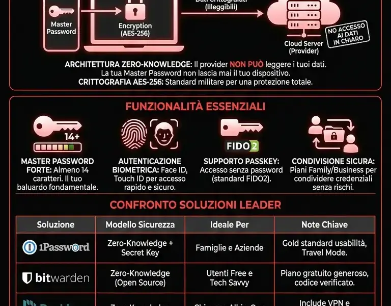 Infografica: Password Manager: Guida alla Scelta del Gestore di Password pi&ugrave; Sicuro