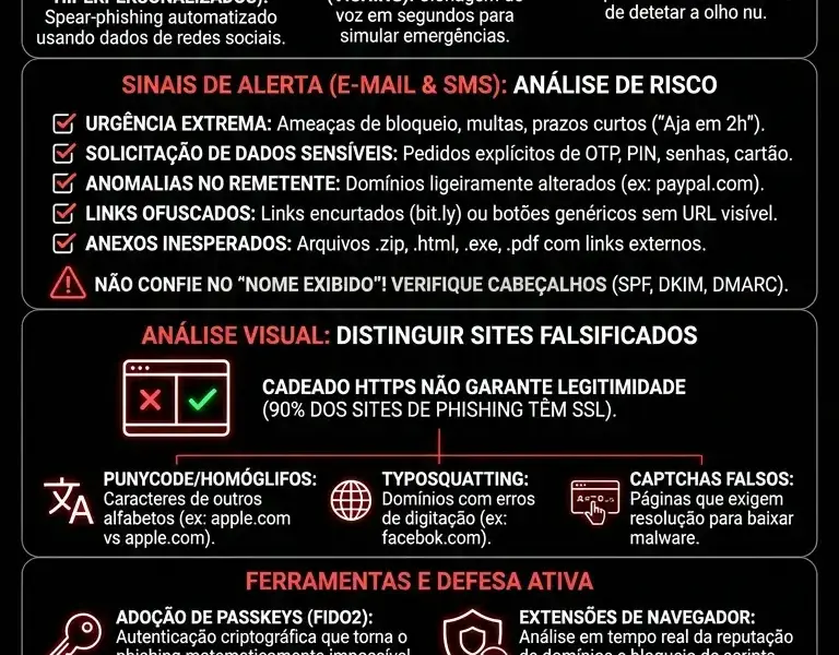 Infografica: Phishing em 2026: Como Reconhecer os Golpes Online Mais Sofisticados