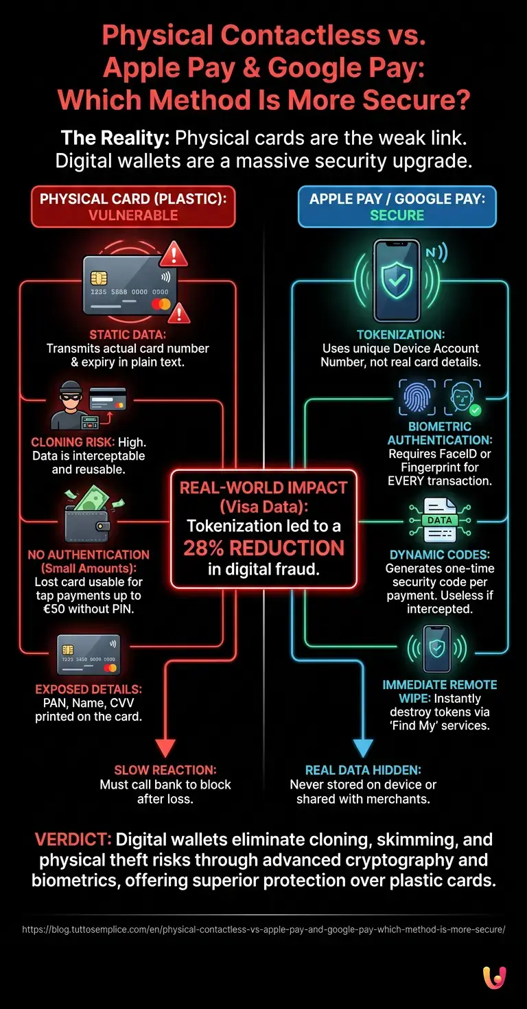 Physical Contactless vs. Apple Pay and Google Pay: Which Method Is More Secure? - Summary Infographic