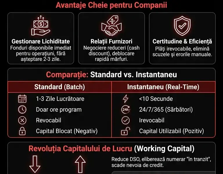 Infografica: Plăți instantanee B2B: Cum transformă timpul real companiile