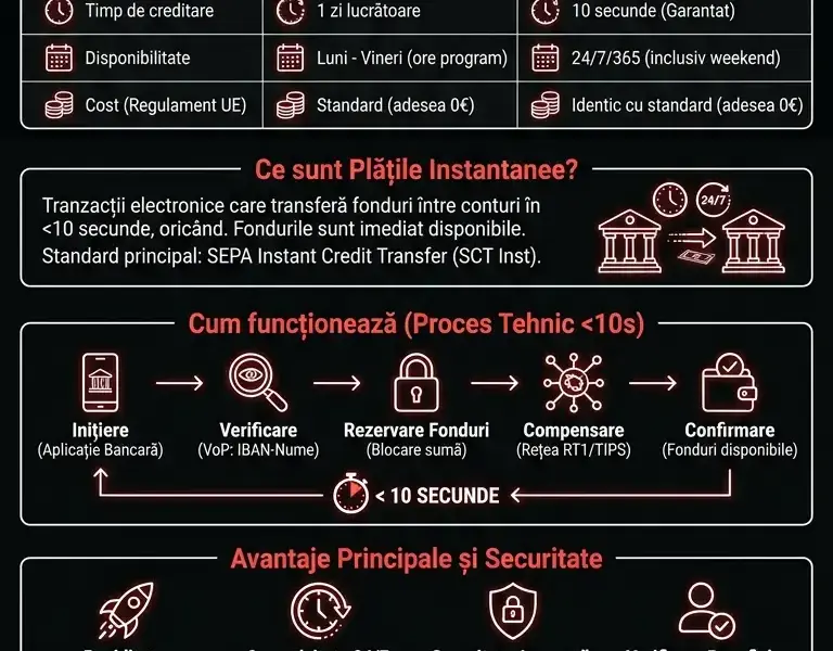 Infografica: Plăți instantanee: Ce sunt, cum funcționează și avantaje