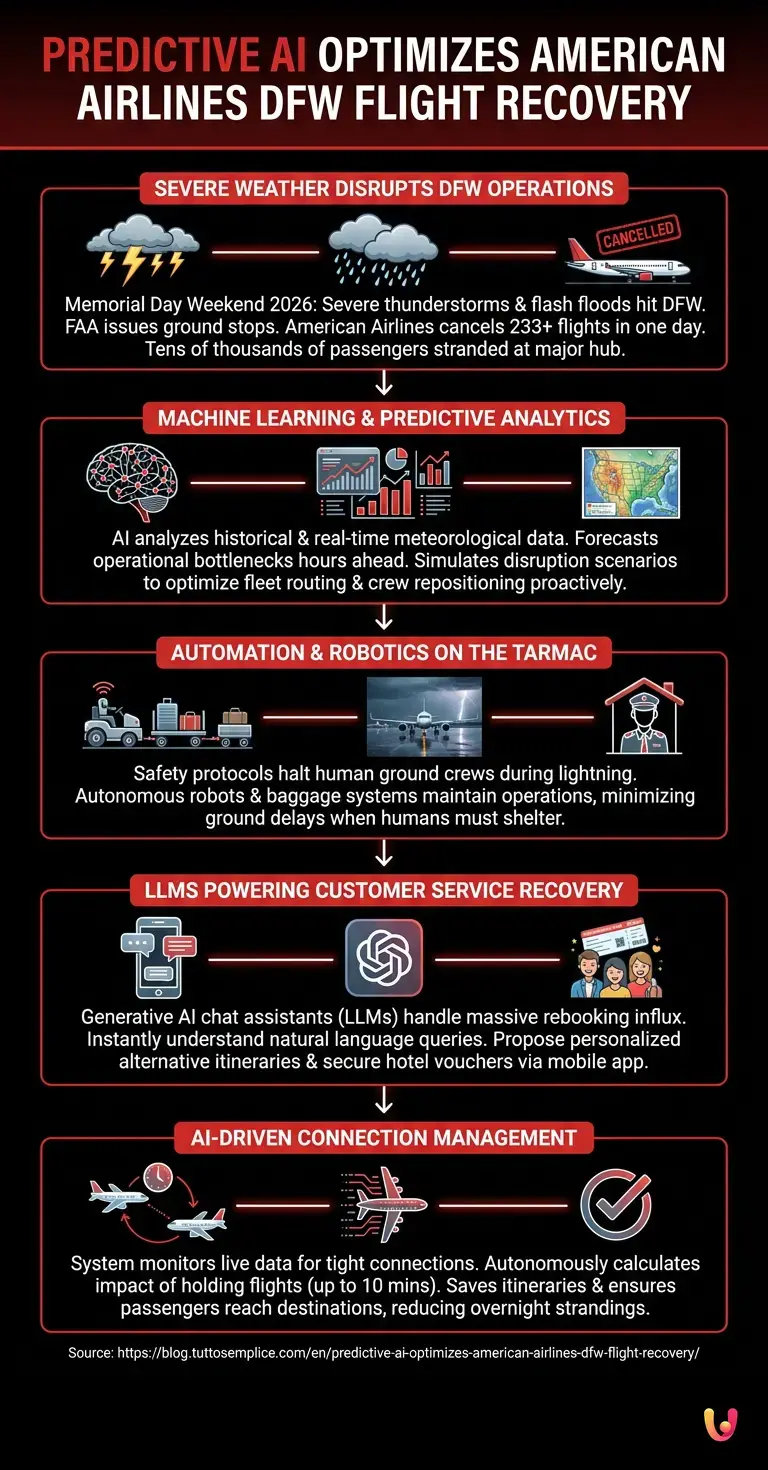 Predictive AI Optimizes American Airlines DFW Flight Recovery - Summary Infographic