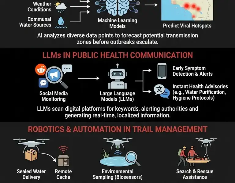 Infografica: Predictive AI Tracks Pacific Crest Trail Norovirus Outbreak