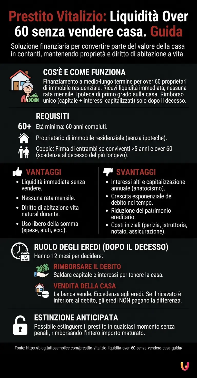Prestito Vitalizio: Liquidità Over 60 senza vendere casa. Guida - Infografica riassuntiva