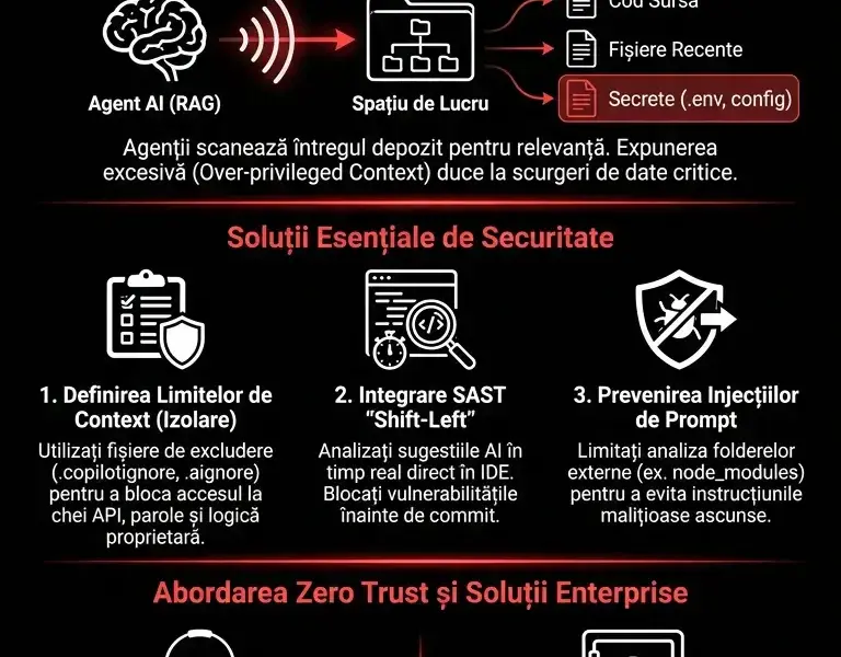 Infografica: Prevenirea vulnerabilităților &icirc;n agenții de codare: Ghid de securitate pentru codul AI