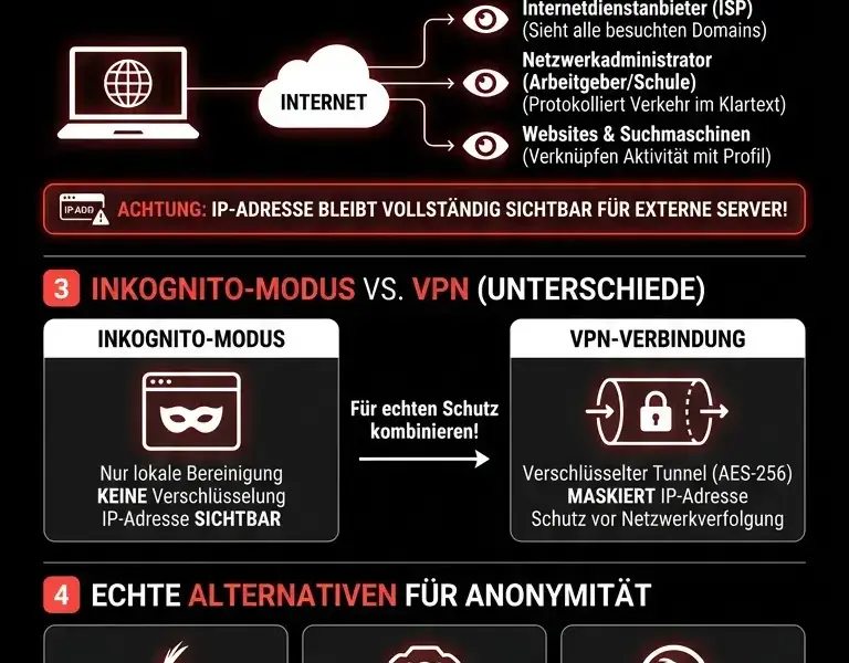 Infografica: Privates Surfen: Was der Inkognito-Modus wirklich verbirgt (und was nicht)