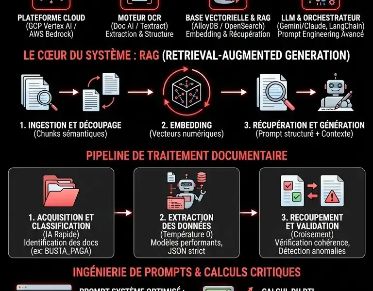 Infografica: Prompt Engineering et IA pour l'analyse des dossiers de pr&ecirc;t immobilier : Guide technique 2026
