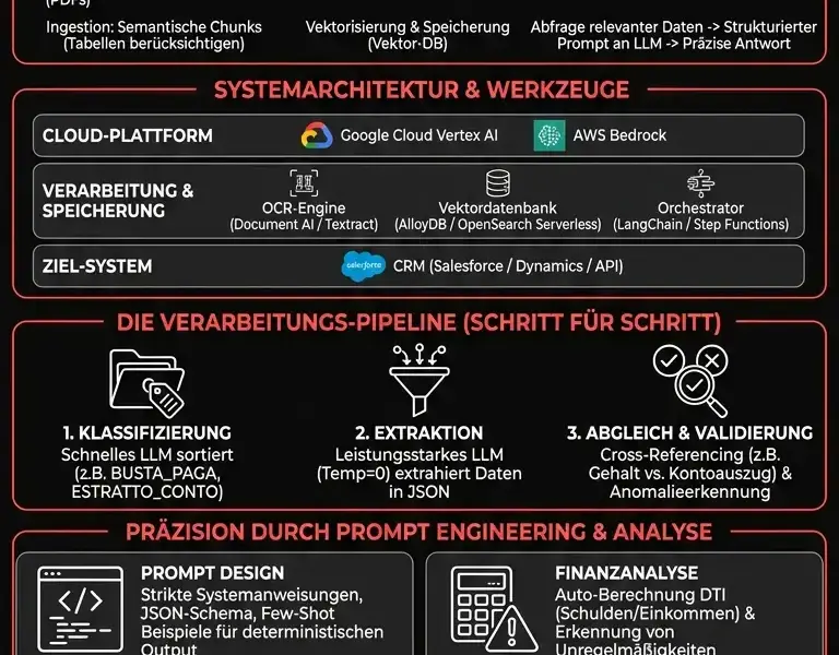Infografica: Prompt Engineering und KI f&uuml;r die Analyse von Hypothekenantr&auml;gen: Technischer Leitfaden 2026