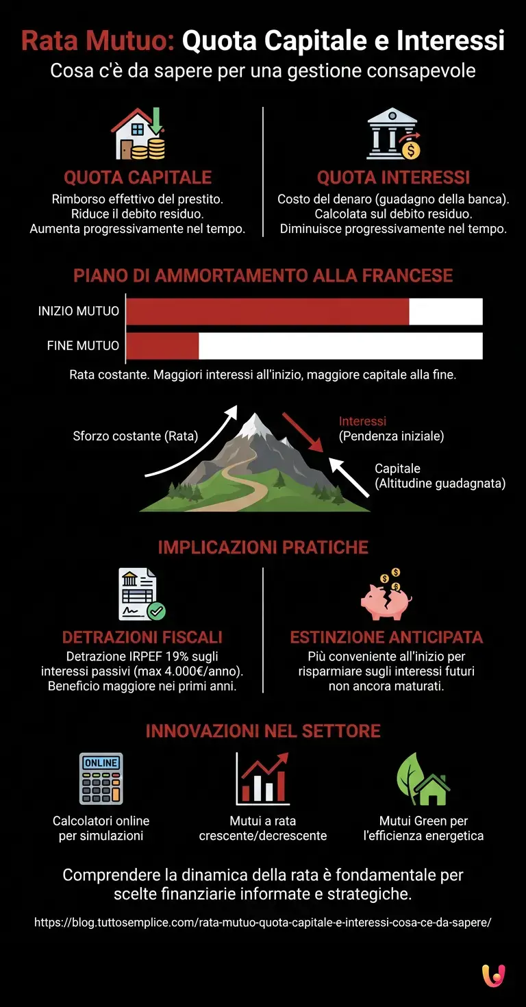 Rata mutuo: quota capitale e interessi, cosa c'&egrave; da sapere - Infografica riassuntiva