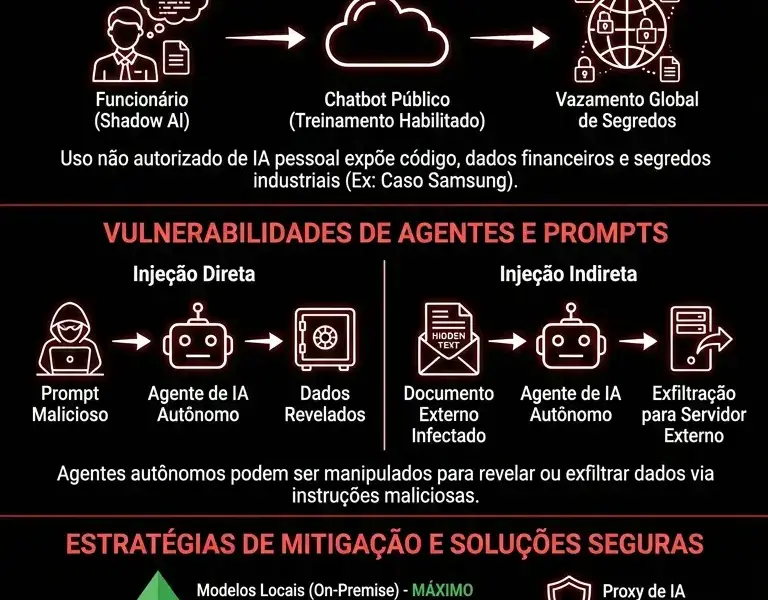Infografica: Riscos de Privacidade e Vazamento de Dados com Assistentes de IA: Guia de Seguran&ccedil;a