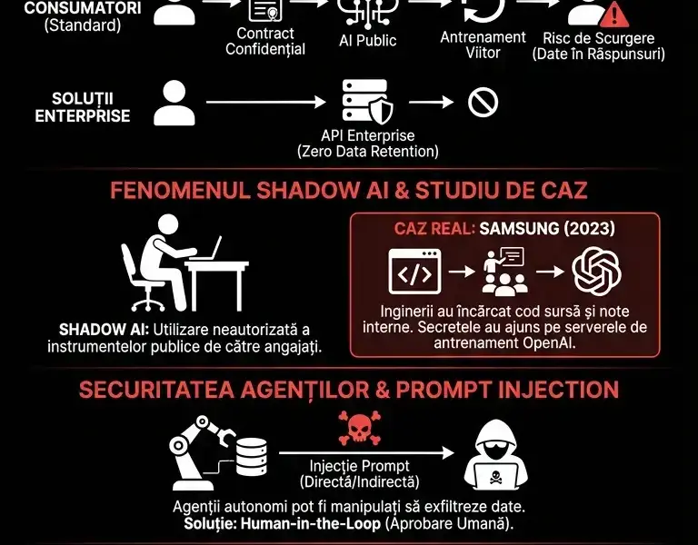 Infografica: Riscuri de confidențialitate și scurgeri de date cu asistenții AI: Ghid de securitate