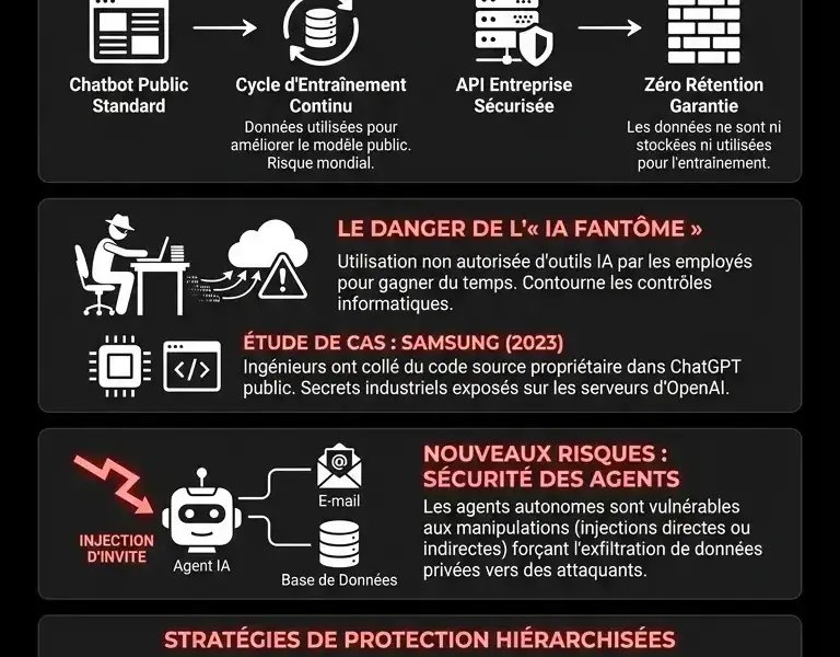 Infografica: Risques de confidentialit&eacute; et de fuite de donn&eacute;es avec les assistants IA : Guide de s&eacute;curit&eacute;