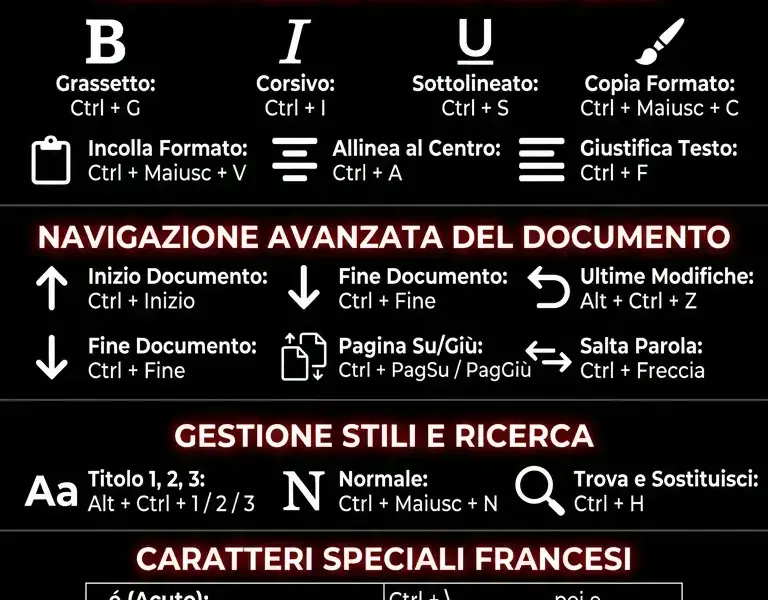 Infografica: Scorciatoie da tastiera di Word: guida completa per essere pi&ugrave; produttivi