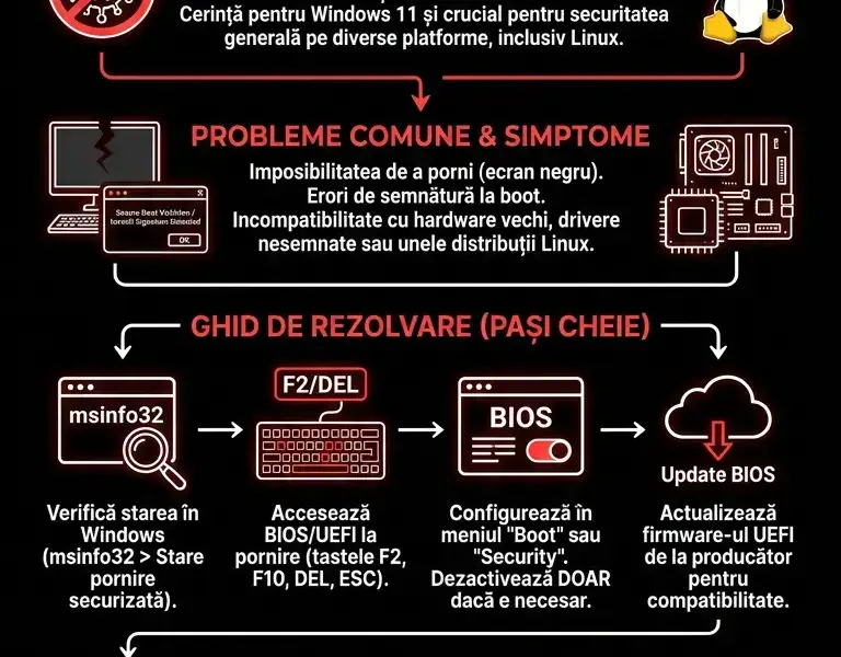 Infografica: Secure Boot PC: ghidul pentru rezolvarea tuturor problemelor
