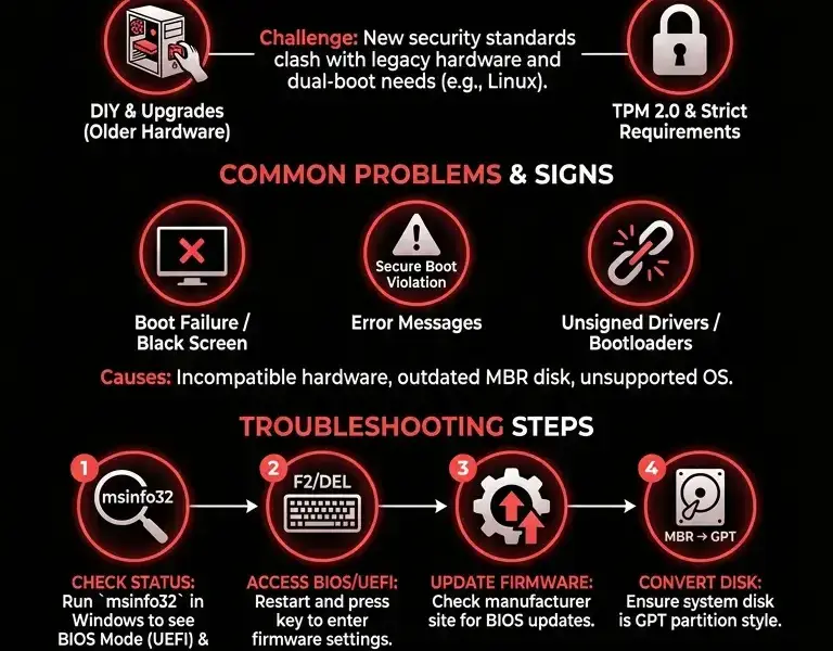 Infografica: Secure Boot PC: The Guide to Solving All Problems