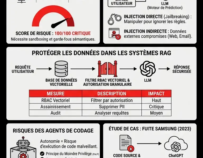 Infografica: S&eacute;curit&eacute; des LLM&nbsp;: Guide ultime pour les chatbots et les agents de codage