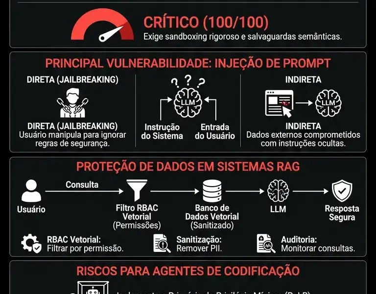 Infografica: Seguran&ccedil;a de LLMs: Guia Definitivo para Chatbots e Agentes de Codifica&ccedil;&atilde;o