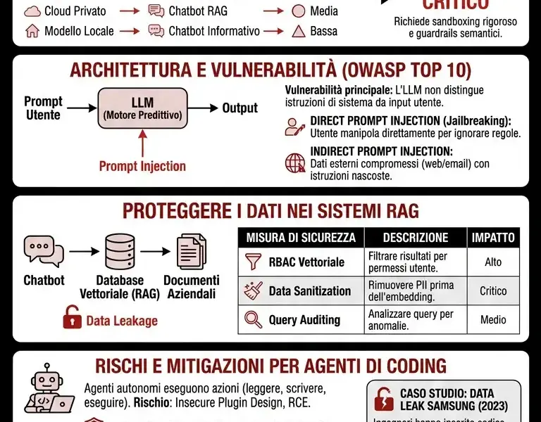 Infografica: Sicurezza degli LLM: Guida Definitiva per Chatbot e Agenti di Coding