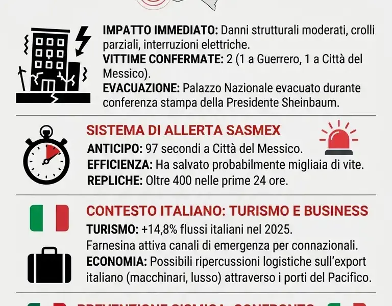 Infografica: Sisma in Messico: Scossa 6.5, Paura e Danni a Guerrero