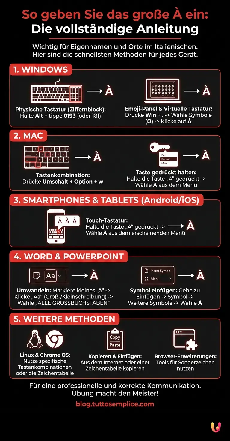So geben Sie das gro&szlig;e &Agrave; ein: die vollst&auml;ndige Anleitung - Zusammenfassende Infografik