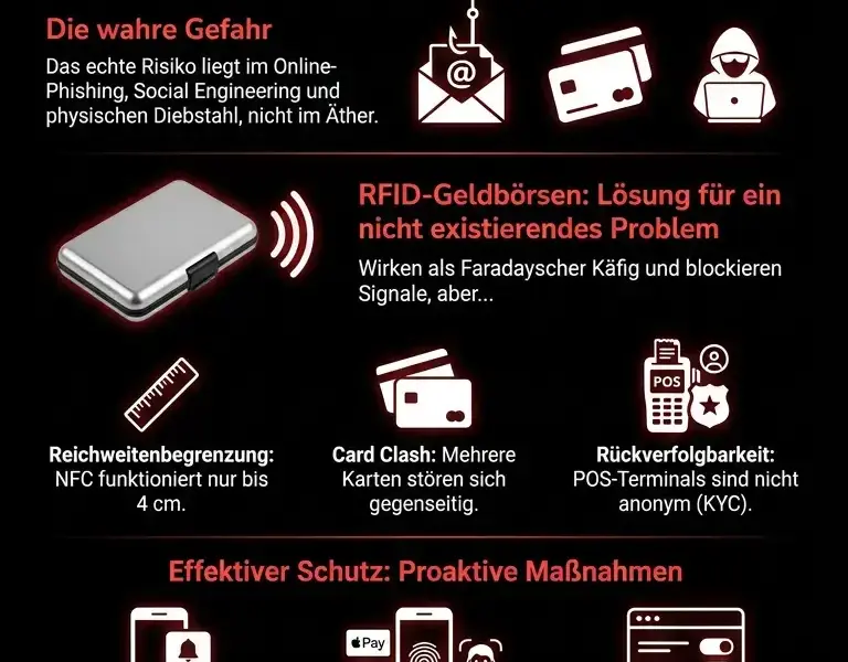 Infografica: So sperren und sch&uuml;tzen Sie Ihre kontaktlose Karte: Sind RFID-Geldb&ouml;rsen notwendig?