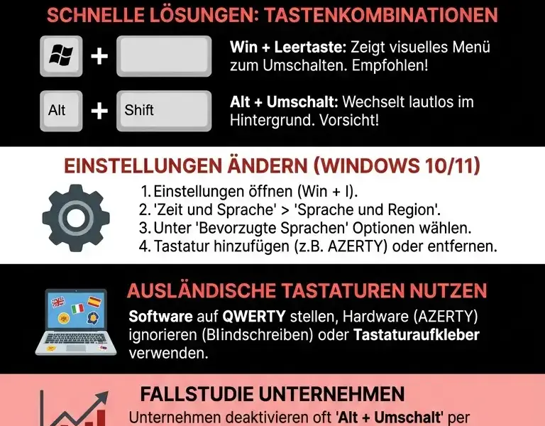 Infografica: So wechseln Sie unter Windows von einer QWERTY- auf eine AZERTY-Tastatur (und umgekehrt)